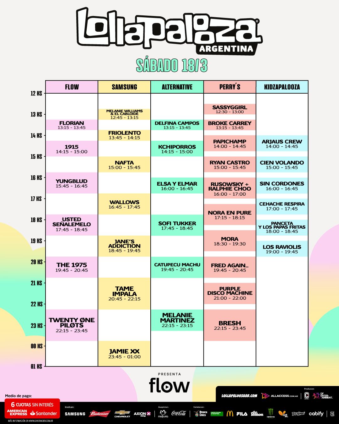 Los horarios del Lollapalooza Argentina 2023: a qué hora y en qué escenario se presenta cada artista