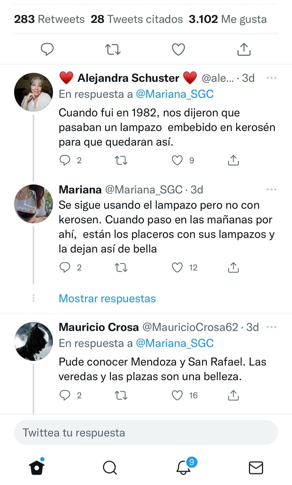 La plaza España de Mendoza viral por la limpieza de sus veredas.