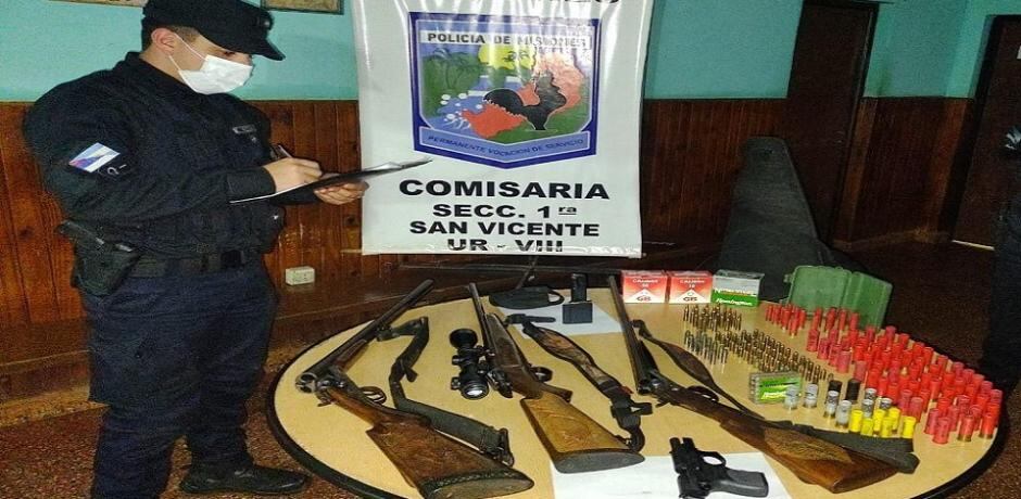 En un allanamiento, incautan arsenal de armas de fuego en San Vicente.