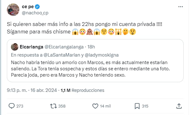 La palabra de Nacho Castañares frente a los rumores de romance con Marcos Ginocchio