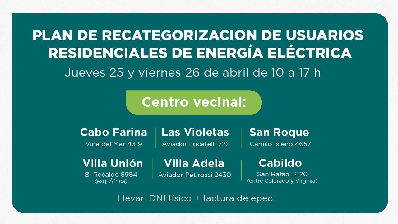 Epec brinda asesoramiento para revisar el nivel de subsidios para la recategorización en el servicio de la luz.