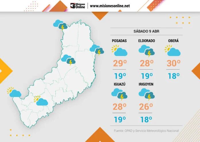 Sábado con nieblas y estable en algunas zonas de Misiones.