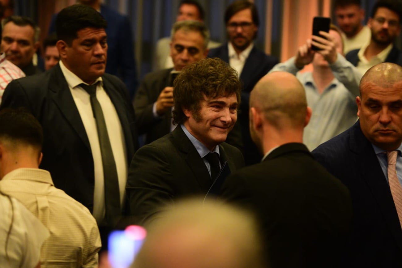 El presidente Javier Milei en la inauguración de la nueva sede de la Bolsa de Comercio de Córdoba. (José Gabriel Hernández / La Voz)