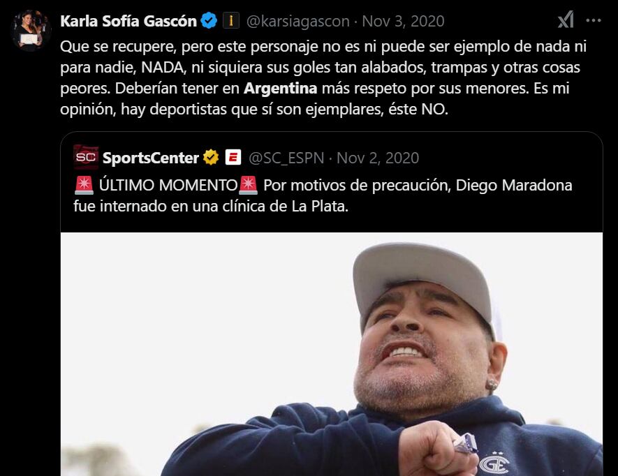 Los polémicos comentarios de la actriz de Emilia Pérez sobre Diego Maradona y Argentina