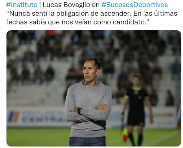 Lucas Bovaglio, el técnico que llevó a Instituto a la Gloria.