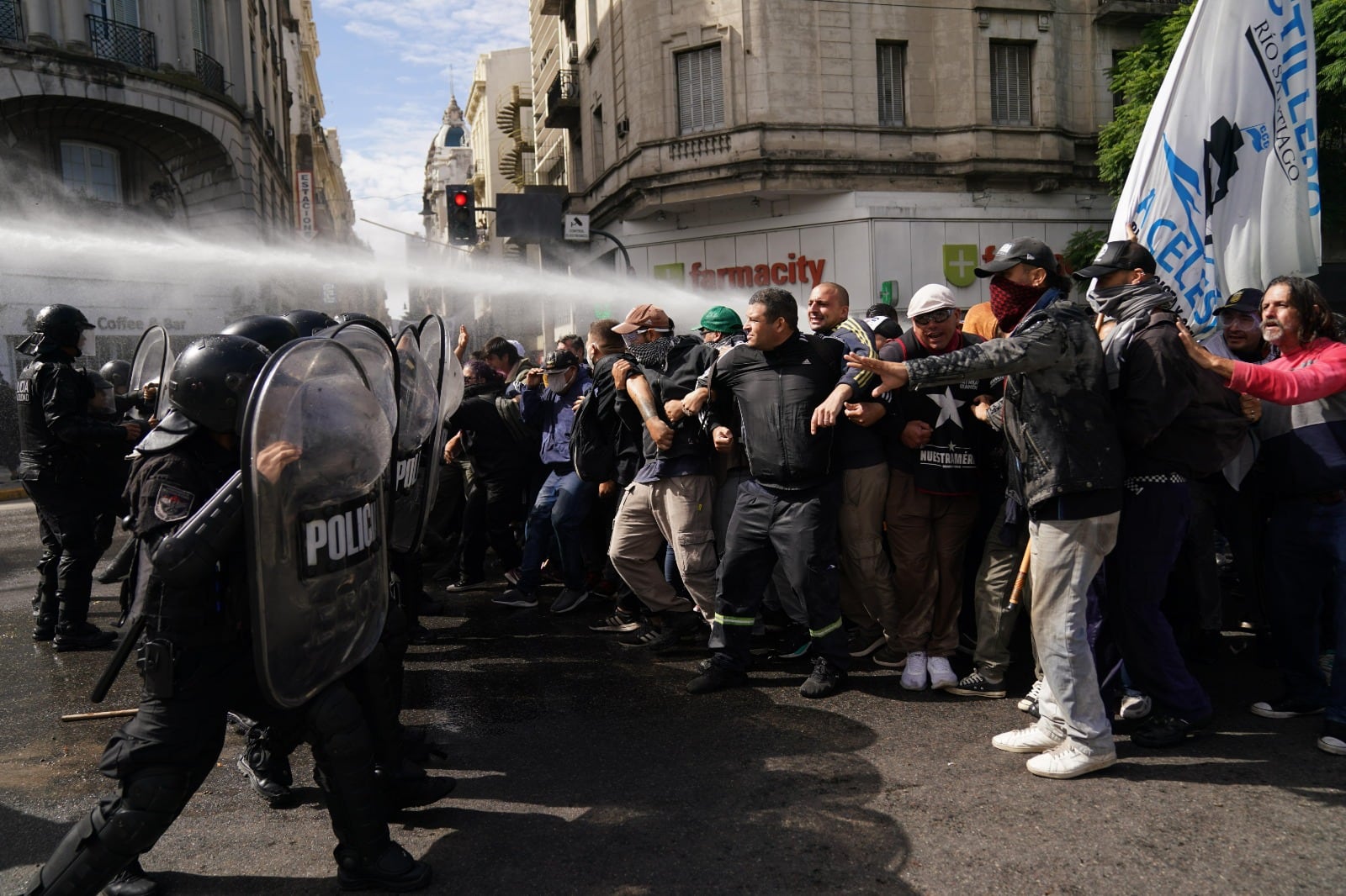 Manifestación en Avenida 9 de Julio.