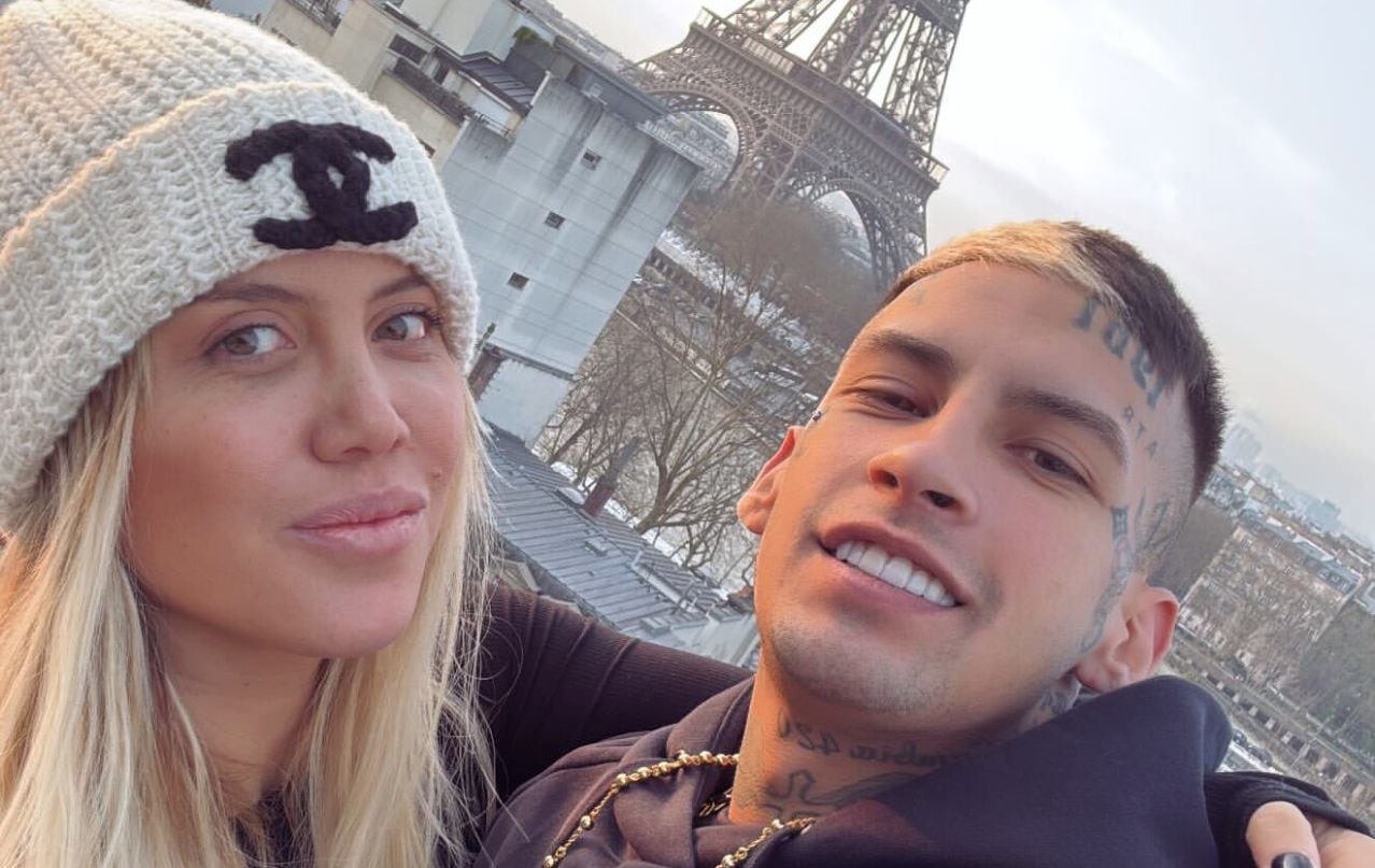 Wanda Nara y L-Gante, enamorados por Europa. Gentileza Instagram.