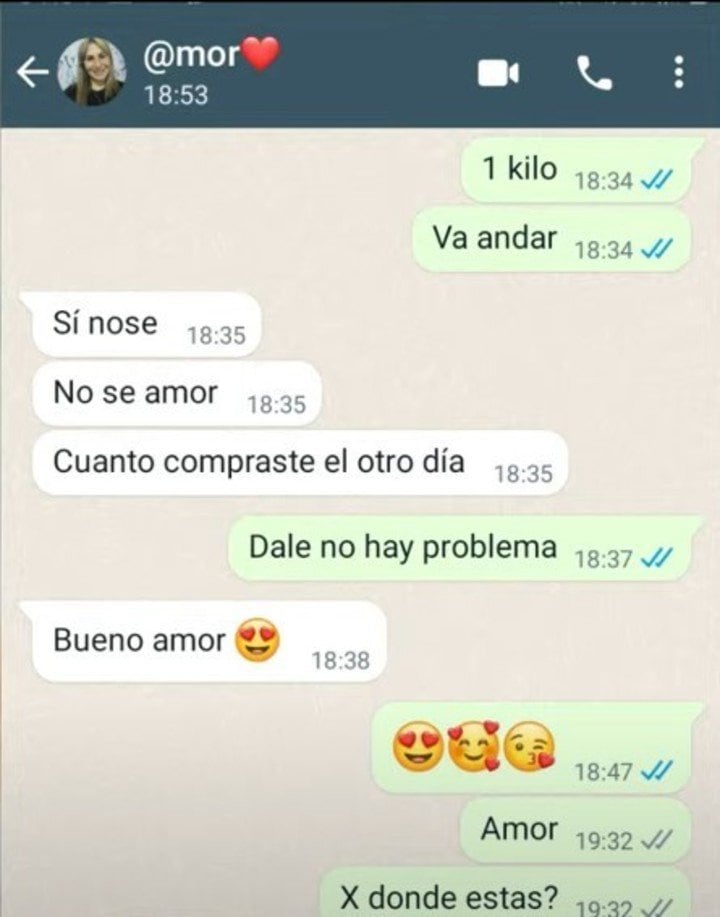 El último chat entre Videla y su pareja, a las 18:30 fue su última conexión