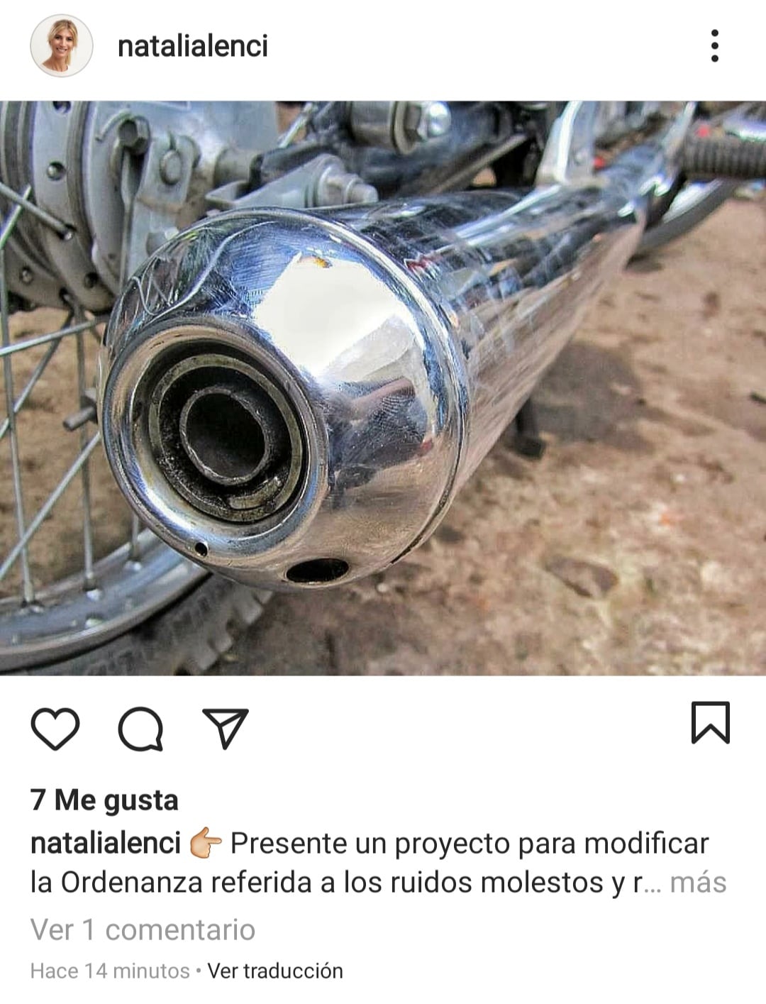 Publicación en Instagram de la concejal carlospacense, Natalia Lenci.