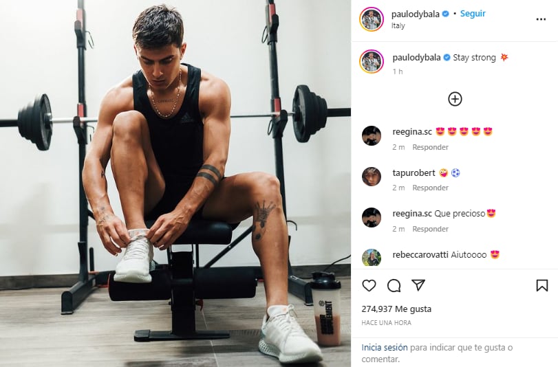 Dybala se encuentra recuperándose de un grave desgarro en la pierna izquierda.