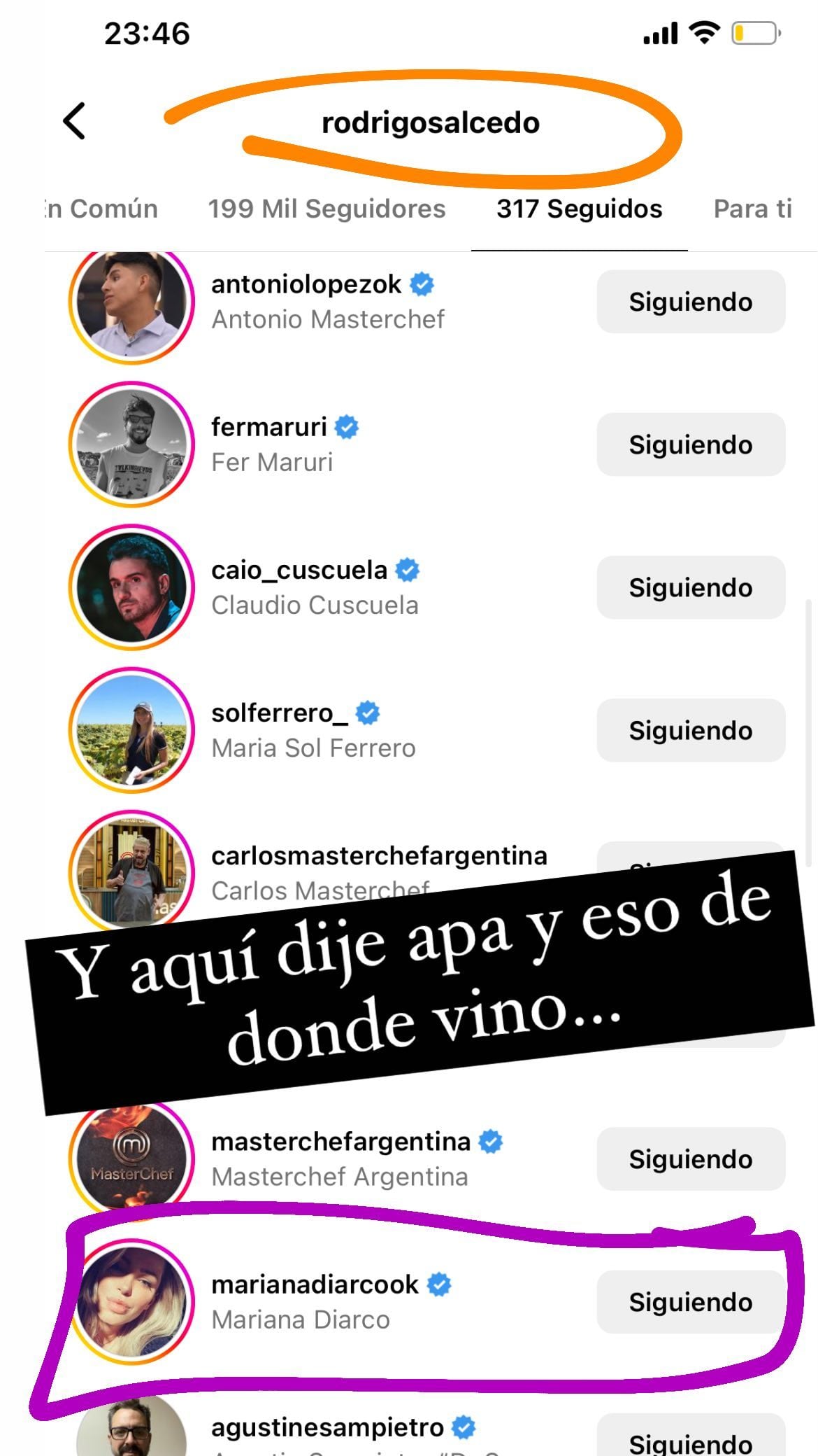 Las pruebas de que el participante de Masterchef está saliendo con Mariana Diarco. Fuente: Instagram @juariu