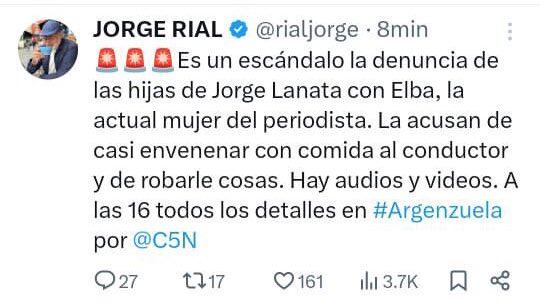 Jorge Rial en Twitter sobre la familia de Jorge Lanata