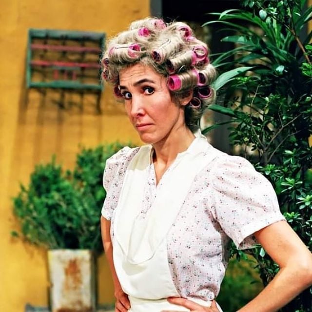 Florinda Meza durante la grabación del "Chavo del 8".