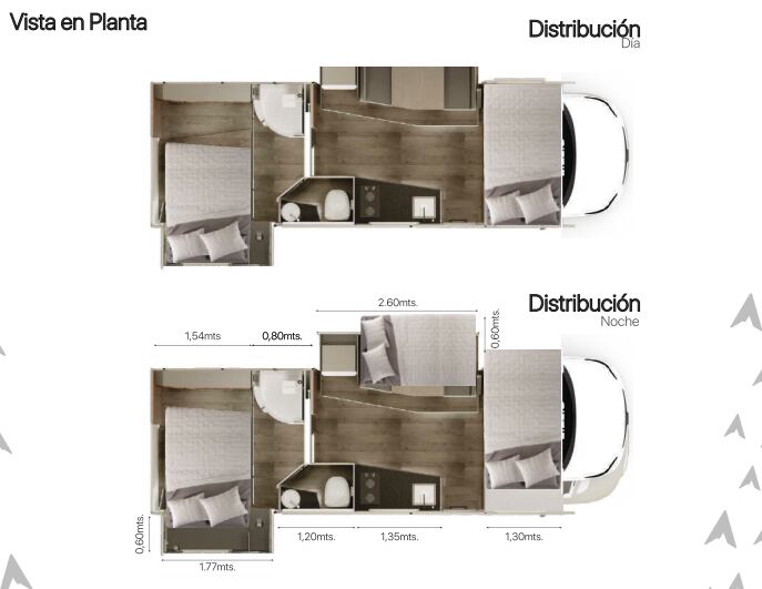 Así es la distribución de la casa rodante.