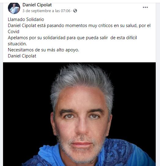 Este fue el último posteo en Facebook de Cipolat, del 3 de septiembre.