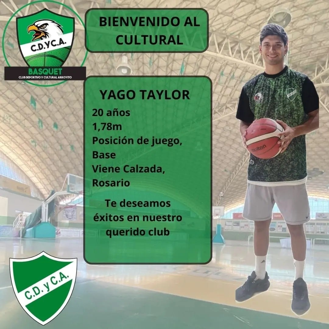 Yago Taylor refuerzo Básquet Cultural Arroyito