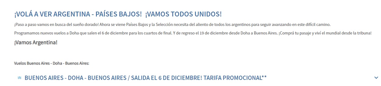 Aerolíneas Argentinas lanzó vuelos para alentar a la Selección en cuartos de final: cuánto cuesta hoy viajar a Qatar