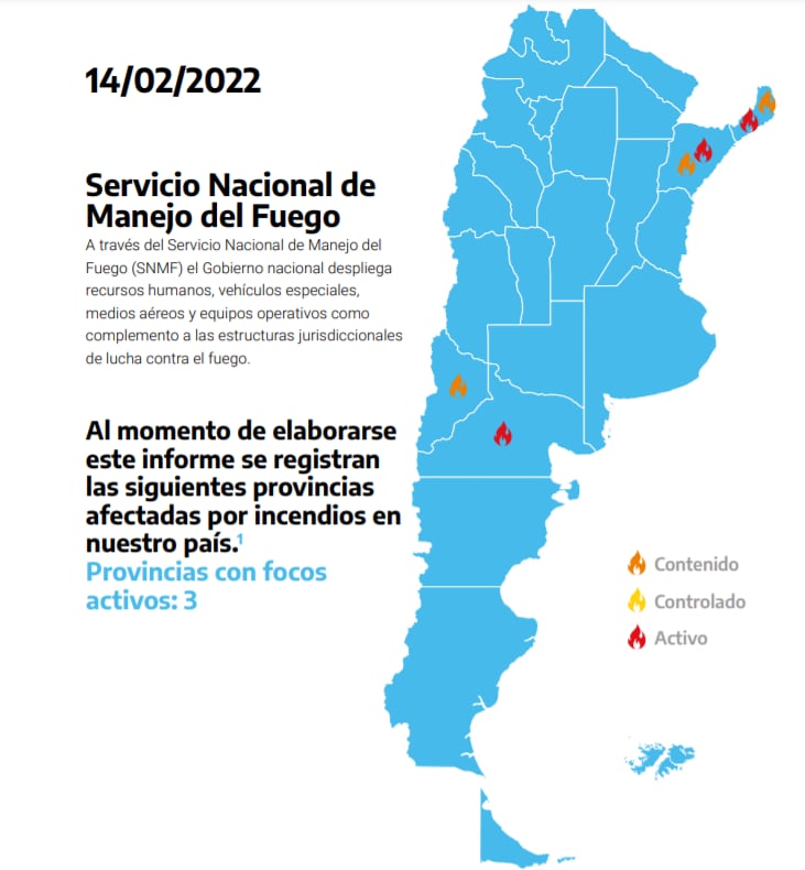 Reporte diario de incendios por el Ministerio de Ambiente y Desarrollo Sostenible.