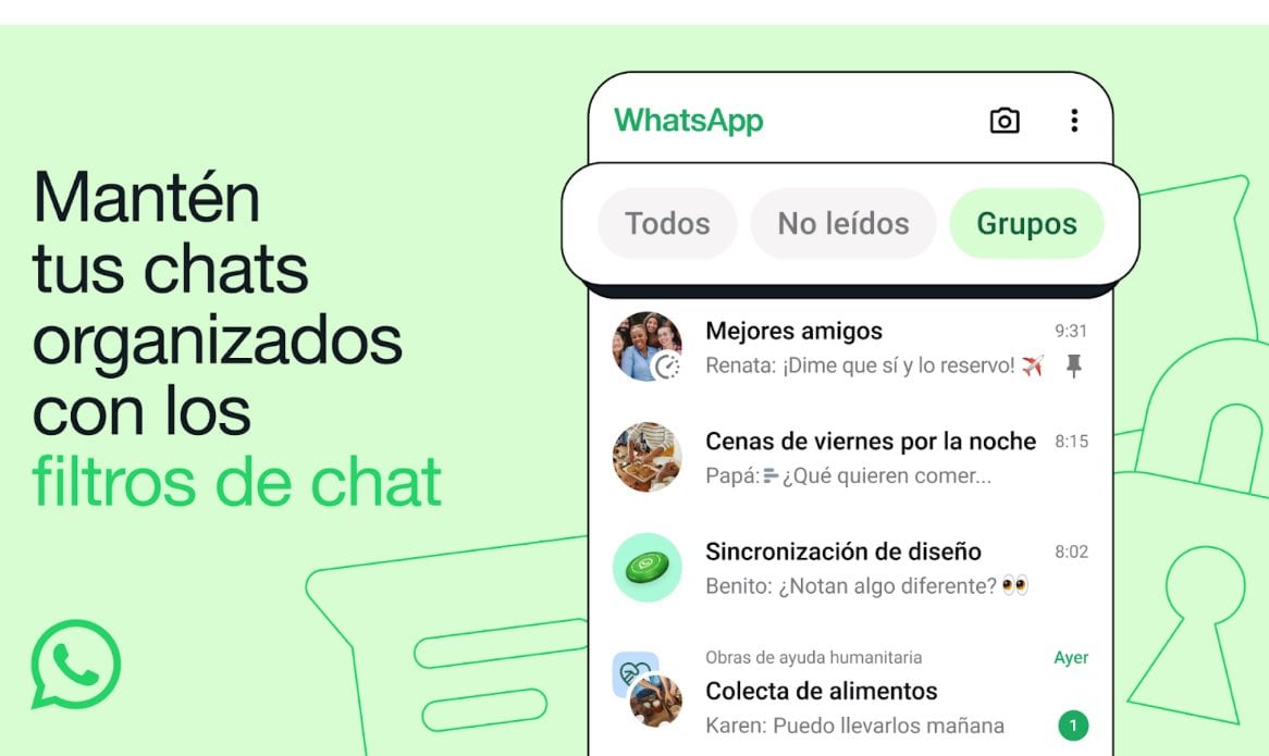 WhatsApp introdujo la nueva función de filtros de chat.