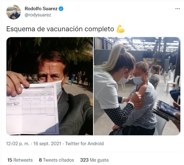 El Tweet del mandatario donde cuenta que completó su esquema de vacunación.