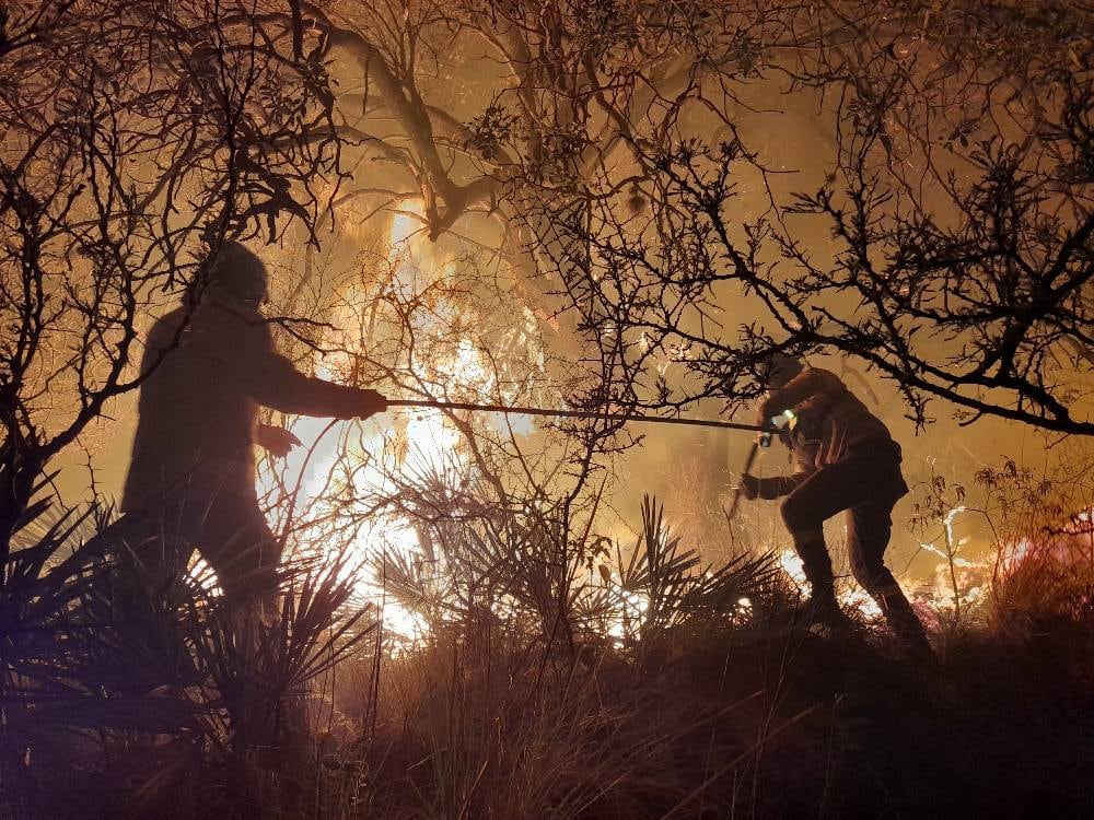 Los Bomberos Voluntarios de Salsacate lucharon toda la noche del miércoles.