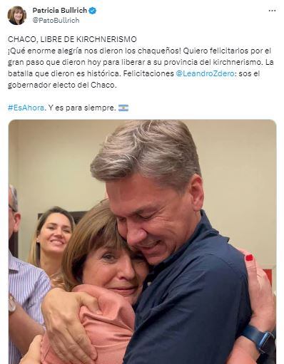 El respaldo para Zdero de Patricia Bullrich.