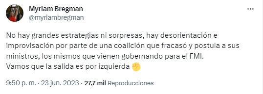 El análisis de Myriam Bregman.