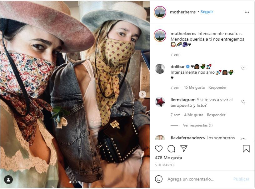 Bernardita Barreiro, que en Instagram aparece como @motherberns (captura web).