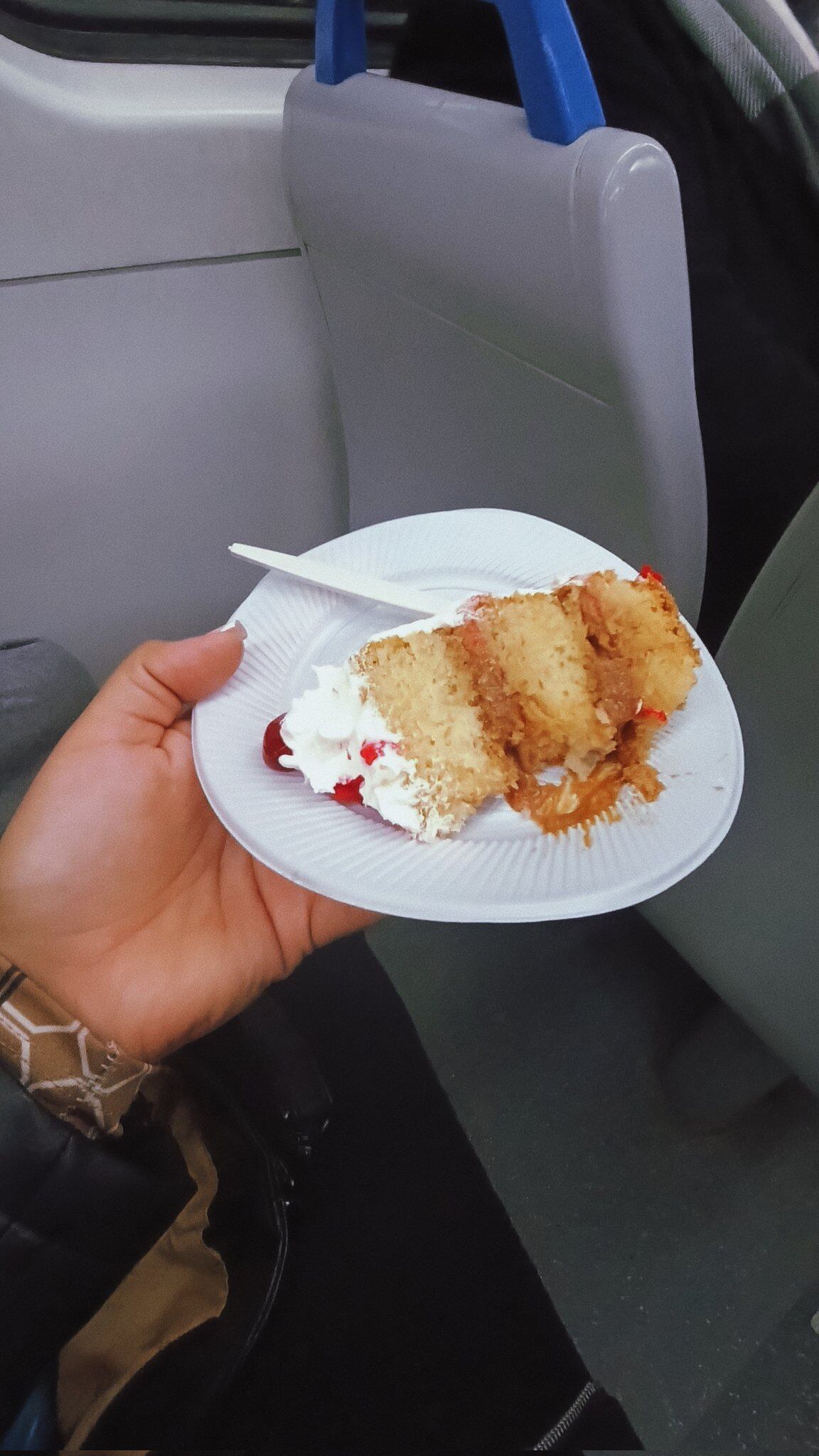 Viajaba en el tren, su familia subió de sorpresa y todo el vagón festejó el cumpleaños