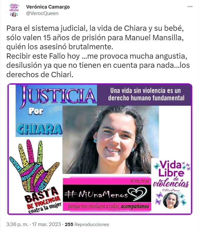 La mamá de Chiara expresó su indignación en las redes