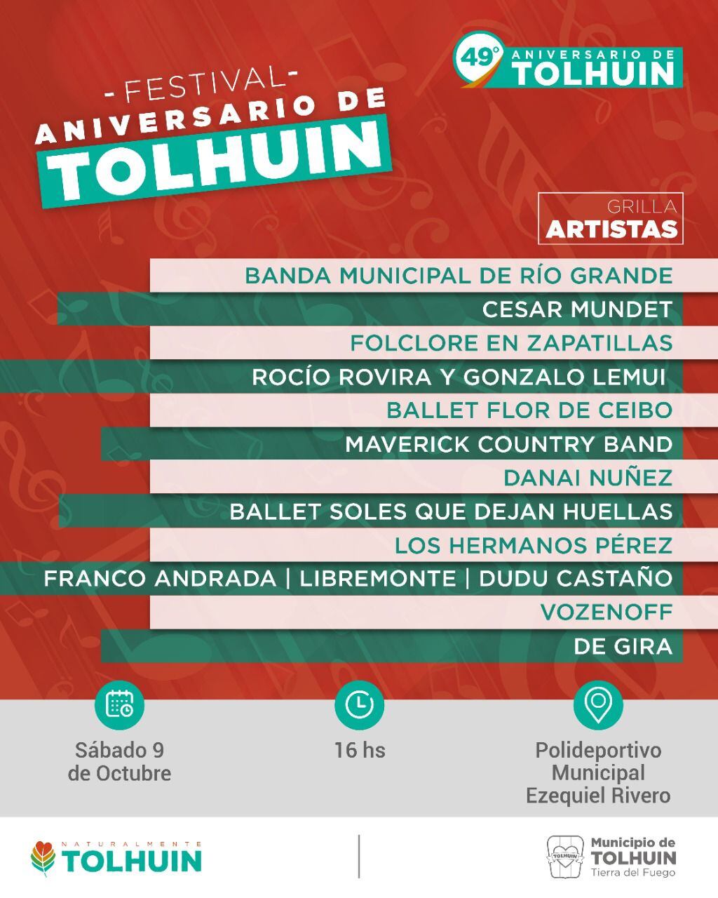 Tolhuin cumple un nuevo aniversario y este año se celebra con diferentes actividades que tendrán lugar el día sábado 9 de Octubre y se extenderán durante todo el mes.