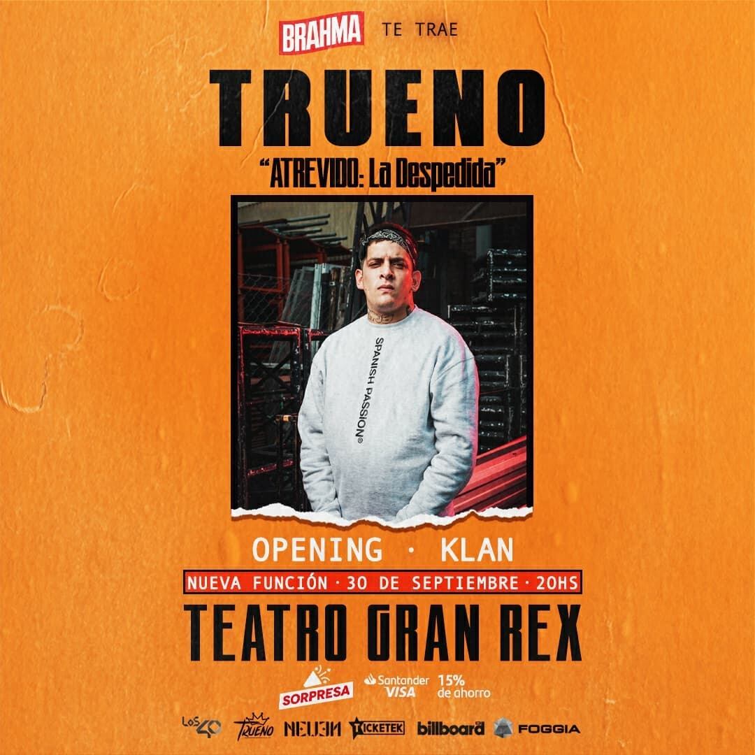 Klan estará en el show de Trueno en el Gran Rex.