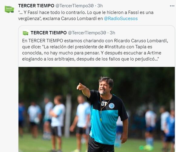 El decidido respaldo de Ricardo Caruso Lombardi para Andrés Fassi en la pelea entre Talleres y AFA.