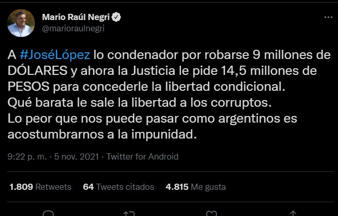 La crítica de la oposición a la liberación del ex secretario acusado por corrupción