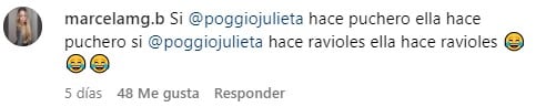 El comentario de una seguidora sobre Coti Romero.