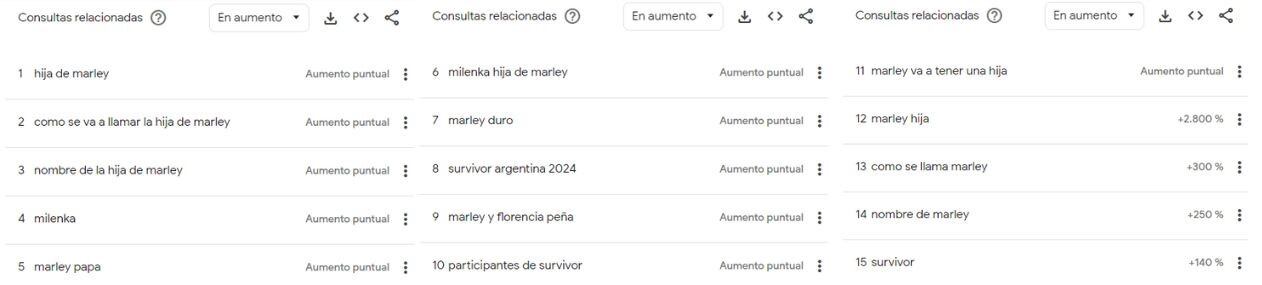 Lo más buscado en relación con Marley desde finales de julio de 2024 hasta la actualidad