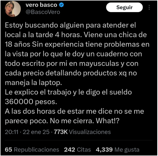 La usuaria se hizo viral por el sueldo que ofrecía.