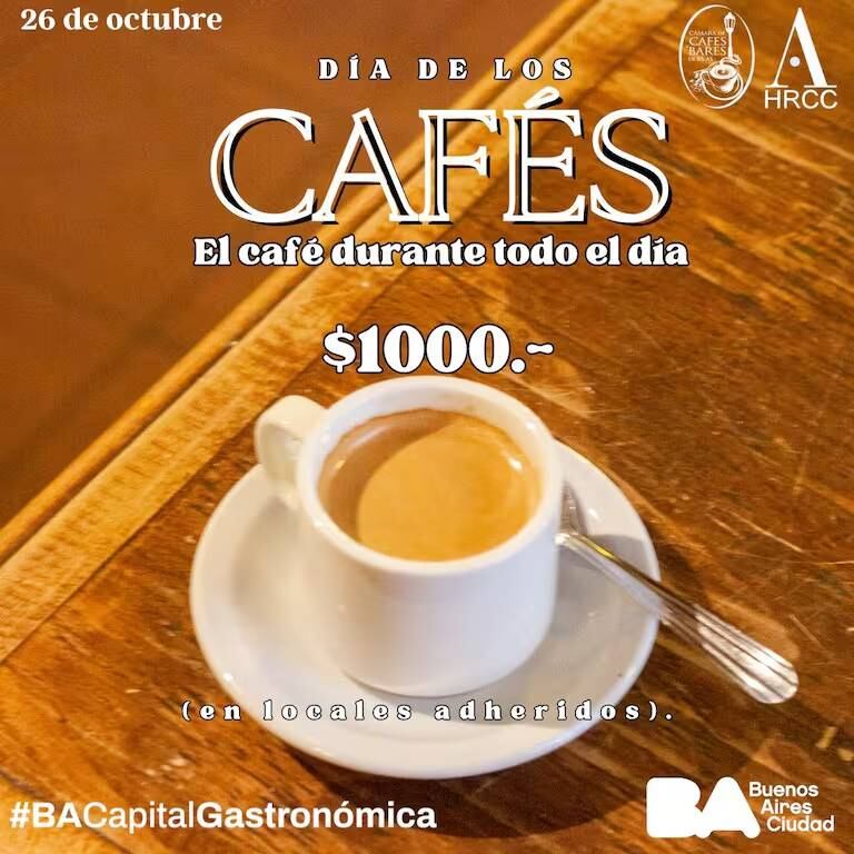 Promoción de un café a $1.000 el 26 de octubre.