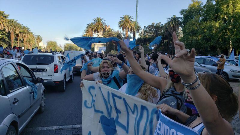 Con carteles los celestes salieron a protestar contra el proyecto de ley para legalizar el aborto. Gentileza Los Andes