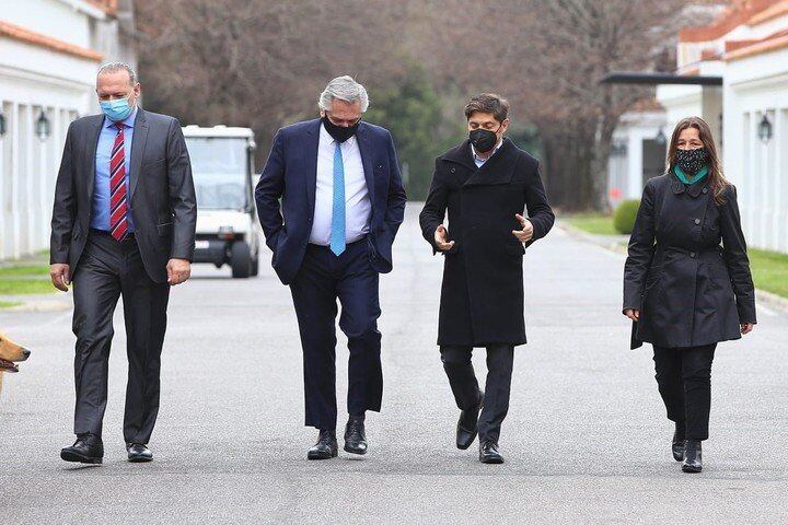 Alberto Fernández con Kicillof, Berni y Frederic.