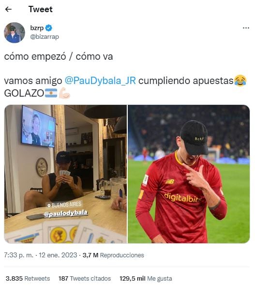 El verdadero motivo por el cual Paulo Dybala le dedicó un gol a Bizarrap y su guiño para Shakira