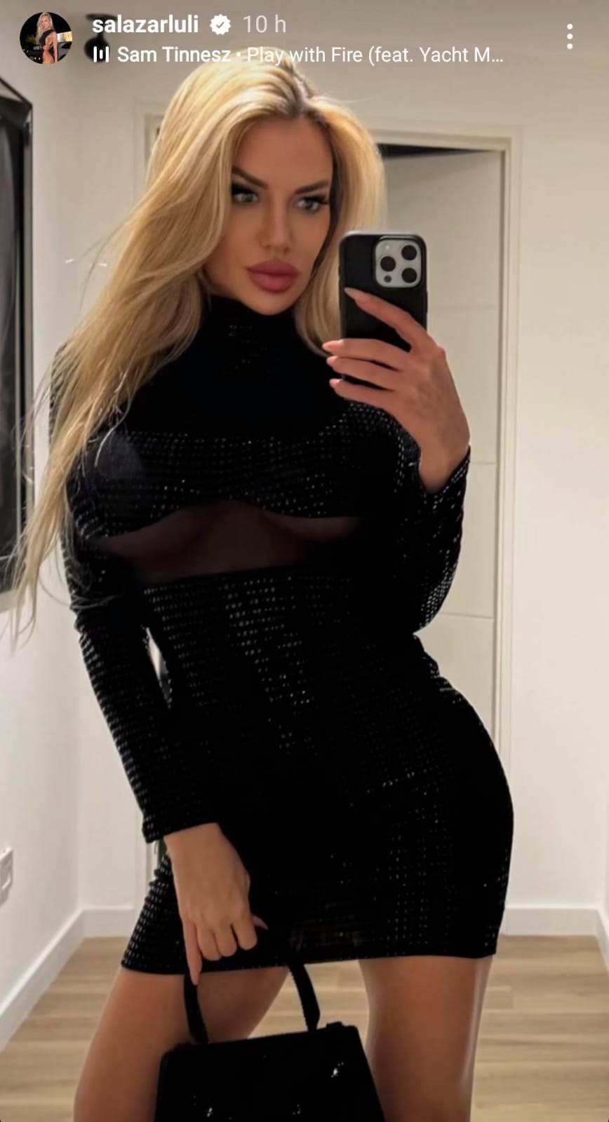 Luciana Salazar dio cátedra de estilo con un vestido total black con transparencias y brillos