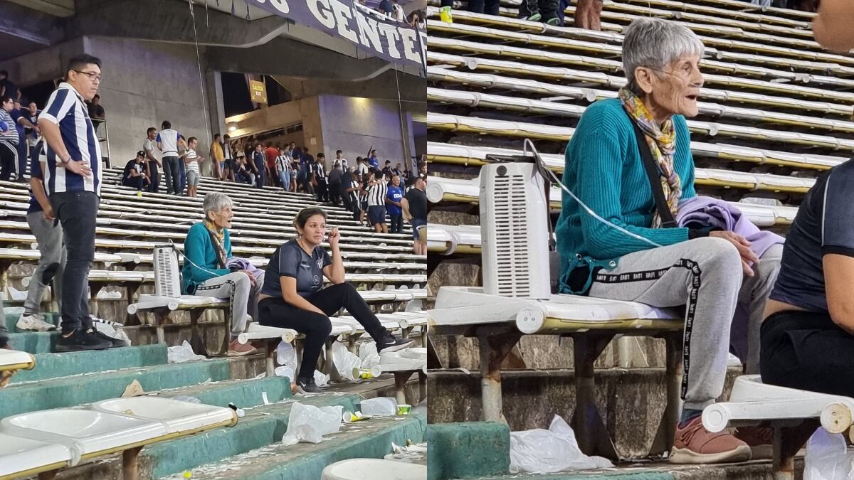 La mujer generó admiración y emoción en los demás hinchas de Talleres.