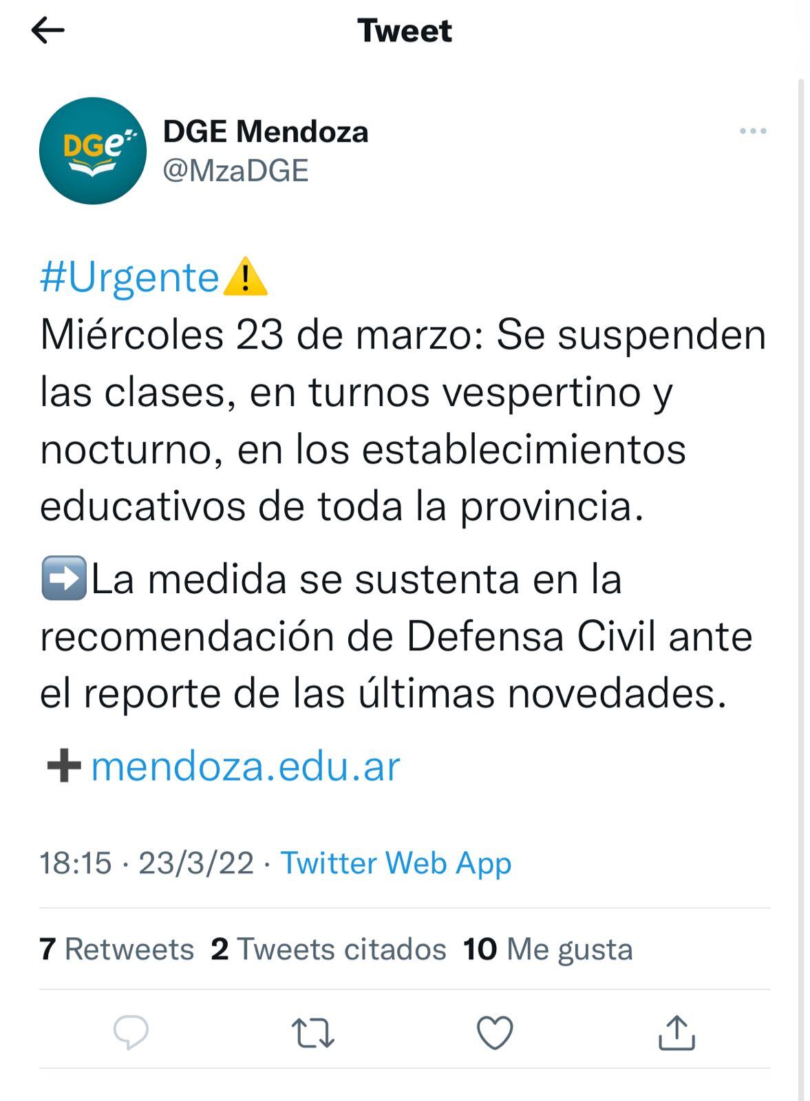 Suspenden las clases en Mendoza por el viento Zonda.