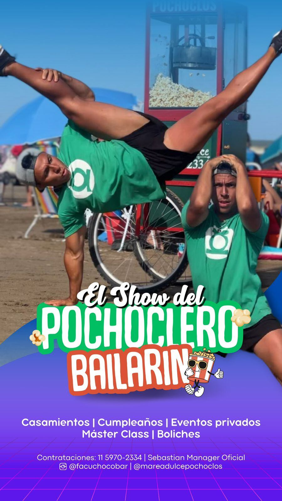 Así promociona Facu Chocobar sus shows en las redes sociales.