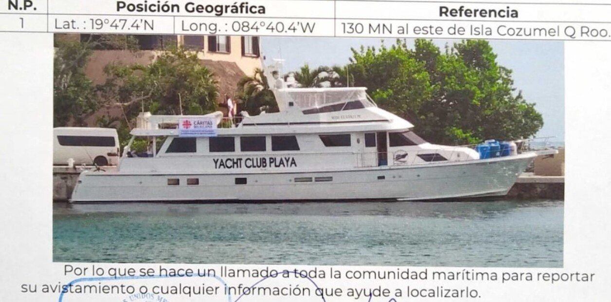 El pedido de ayuda para encontrar al yate perdido en el Caribe