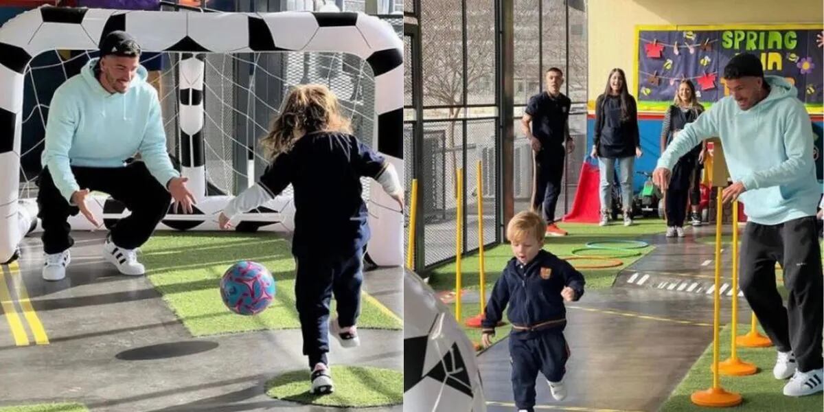 Rdrigo De Paul sorprendió al visitar el jardín de sus hijos