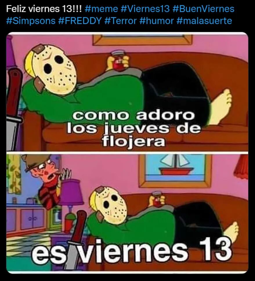 Si se habla de memes, Los Simpson no pueden faltar en la lista, y aquí Freddy Krueger y Jason se ponen en la piel de Marge y Homero.