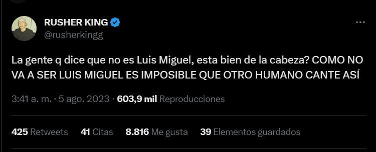 La defensa de Rusherking a Luis Miguel