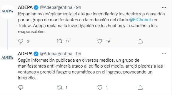 ADEPA repudió el ataque a la redacción de El Chubut en Trelew.